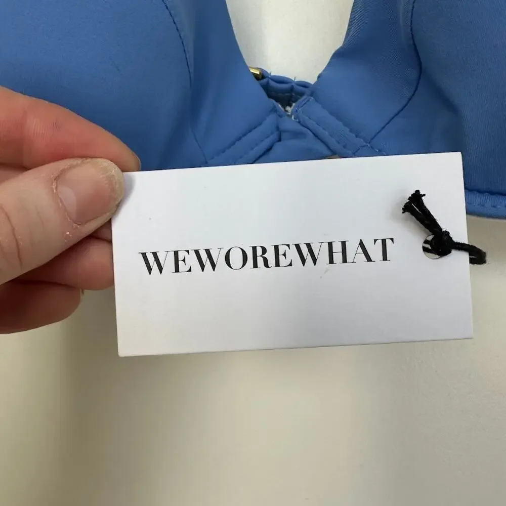 WeWoreWhat Claudia Bikini Top Blue Size L NWT Underwire